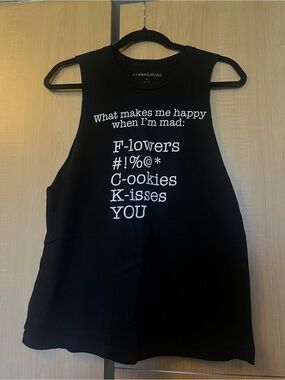 Black Graphic Muscle Tank - 'What makes me happy'